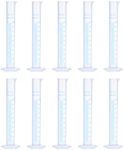 uxcell Plastic Graduated Cylinder, 100ml Measuring Cylinder, Test Tube Beakers, 2-Sided Metric Marking, Clear Hex Base for Lab Home 10Pcs