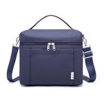 NOL Natural Organic Lifestyle Insulated Lunch Bags for Women Cooler Bag Lightweight Nylon Waterproof Lunch Box For Work (Navy blue, Medium(normal))