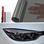 12" x 4ft Headlight Taillight Tint Film,Light Black Car Light Self-Adhesive Tint Film, Brake Light/Headlight/Tail Light/Fog Light Car Protector Film, Cover Tint Film for Cars, Trucks, SUVs