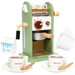 Smartwo Montessori Toy of Coffee Maker Playset, Wooden Kitchen Accessories Play Food for Toddler Pretend Play, Choice for Boys and Girls 3 4 5 6 Years Old