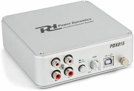 Power Dynamics PDX015 Phono Preamp - Preamplifier with Audacity Software, USB 2.0 Port, RIAA Connection, RCA Input/Output, Line/Phono Switch, Robust Housing, USB 2.0 Cable, Colour: Silver