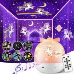 Dwiza Enterprise Rotating Projector Night Light/Lamp with Bluetooth Speaker & Remote Control | 6 Projection Themes | 360° Rotation USB Rechargeable Projection Lamp for Kids Room Décor