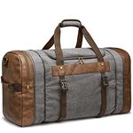 S-ZONE 65L Canvas Duffle Bag Travel Overnight Carry on Weekender Duffel with Shoes Compartment for Men Women