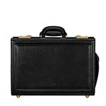 Maxwell Scott | Mens Luxury Leather Pilot/Catalog Case with Wheels | The VareseW | Handmade In Italy | Night Black