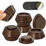 FASONLA Bed Risers, Furniture Risers (Set of 8) Lifts Height 1", 2", 3" or 4", Solid Natural Wood Risers, Non-Slip Recessed Hole to Heavy Bed/Furniture (Walnut Color)