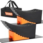 OULEME Curved Leveling Blocks, Raised Tire Change Ramp, for RV Camper Travel Trailer, Fits Dual Axle Tandem Wheel Aid Changing, Lift up to 6", Comes with Chock and Rubber Mat (2 Pack)