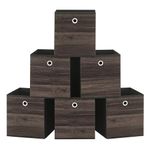 SONGMICS Storage Cubes, Set of 6 Storage Bins with Handle, Oxford Fabric and Non-Woven Fabric Storage Boxes, 26 x 26 x 28 cm, Fit Cube Storage Unit, Foldable, Chestnut Brown RFB126K01