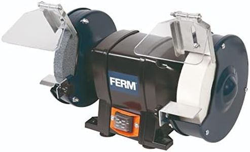 FERM Bench Grinder - 250W - 150mm - Mountable to your workbench - With 2 Grinding stones (P36 and P80), 2 Spark Arresters and 2 Work Rests