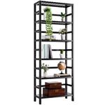 HITNET Bamboo Bookshelf, 6-Tier Tall Open Bookcase with Adjustable Shelves, Floor Standing Storage Shelf Unit for Living Room Bathroom Home Office, Black