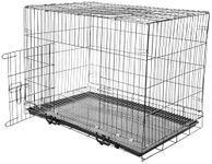 Paw care Dog Cage – Black Powder Coated, Double Door Folding Metal Cage/Crate/Kennel with Removable Tray and Paw Protector for Dogs, Cats and Rabbits Indoor Outdoor Portable Pet Cage, (36 Inch)