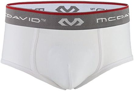 McDavid Men's Brief with FlexCup, Moisture-Wicking & Lightweight Protection, Support & Enhanced Fit, Includes FlexCup, White, PeeWee Regular