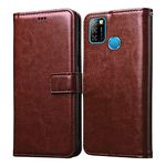 Casotec Flip Cover for Infinix Smart 5A | Premium Leather Finish | Inbuilt Pockets & Stand | Flip Case for Infinix Smart 5A (Brown)