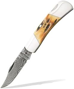 BEAR & SON - MANUAL - 2.25" - Clip Point - Damascus Steel - Stag Bone - Lightweight for Everyday Carry - 526D