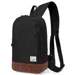 Leather Canvas Sling Bag,Vaschy Sling Backpack CrossBody Shoulder Bag for Cycling Hiking Outdoor