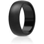 Silicone Wedding Ring For Men - 8.7mm Wide - 2.5mm Thick (Black - Size 9.5-10 (19.8mm))