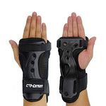 CTHOPER Skiing Wrist Guard Gloves Roller Skating Wrist Palms Protective Gear Adjustable Gauntlets Wrist Support for Snowboarding, Skateboard, Skating, Skiing (Black, M)