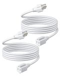 DEWENWILS 6 Foot Extension Cord, 16 AWG SJTW Weatherproof Power Cable for Indoor Outdoor Use, 3 Prong Grounded Outlets Plugs, NEMA 5-15P to NEMA 5-15R, White, UL Listed, 2 Pack