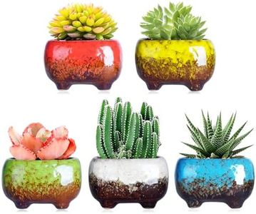 ARTKETTY Succulent Pots - 4.7 Inch Small Succulent Planter Pots with Drainage Hole Ceramic Flower Pots for Indoor Cactus Plants Pack of 5