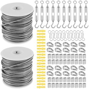 Stainless Steel Wire Rope Kit, 2 * 30m Marine Grade Cable Railing Kit for Tent Rope Clothesline Deck Cable Rail Steamer Stand, Boat Marine Hardware
