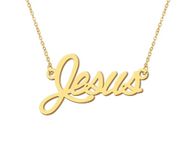 18k Gold Plated Jesus Name Necklace Initial Word Necklace Stainless Steel Jewelry for Birthday Graduation