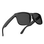 MAXJULI Polarized Sunglasses for Men and Women,UV400 Protection Rectangular Sun Glasses,Ideal for Driving Cycling and Running 8806（Matte Black Frame/Grey Lens）