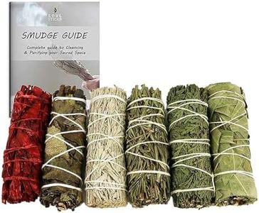Soul Sticks Smudge Stick Variety Gift Set | Bulk Sage Bundles for Space Cleansing | Smudging Wand Gift Set with Smudge Guide (Essential Sage, 6 Pack)