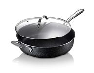 Granitestone Large Non Stick Frying Pan with Lid 5.5 Qt Frying Pan Nonstick with Helper Handle & Stay Cool Handle, Non Stick Pan for Cooking, Deep Frying Pan, Oven/Dishwasher Safe, Non Toxic