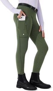 Willit Girls Fleece Horse Riding Pants Equestrian Breeches Kids Winter Riding Tights Thermal Schooling Tights Army Green L