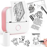 Portable Printer - T02 Mini Thermal Sticker Printer, Bluetooth Wireless Phone Photo Printer, Small Instant Pocket Printer, for Children DIY, Receipts, Come with Sample Paper, Pink