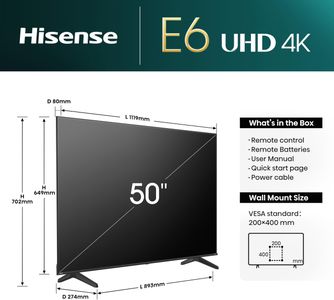 Hisense 50" 4K Smart TV – Ultra HD LED Display, Voice Control