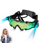 RVSWIHFA Kids Night Vision Goggles, Adjustable Night Goggles with Flip-Out Lights Green Lens, Spy Night Vision Goggle Toy for Sking, Racing Bicycling to Protect Children’s Eyes