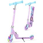 BELEEV V1 Scooter for Kids Ages 3-12, 2 Wheel Folding Kick Scooter for Children Girls and Boys, 3 Adjustable Height, LED Light Up Wheels, Lightweight Scooter with Sturdy Kickstand