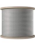 LuckIn 400ft Thickened 1/4" Stainless Steel Cable, 7x19 Strand Aircraft Cable Wire Rope for Yard Zipline, Deck Railing, 6400lbs Breaking Strength