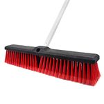 Floatant 18" Push Broom Heavy Duty Large Outdoor Sweeping Broom Wide Industrial Scrub Brush with Stiff Bristles Long Handle Commercial for Concrete Floor Shop, Garage, Warehouse, Street, Driveway