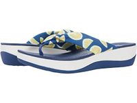 Clarks Women's Arla Glison Flip-Flop, Blue Textile with Lemons, 7 UK