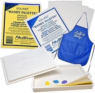 Masterson Sta-Wet Palette with Airtight Lid Keeps Paint Wet Fresh for Days, with Pack of 30 Acrylic Paper 22cm x 18cm, and Pack of 3 Handy Palette Sponges + Bonus Gift Boutique Artist Full Apron