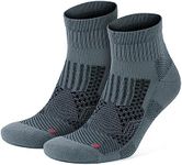 GoWith Unisex Running Socks, Anti-Blister Cushioned Athletic Performance Socks, Padded Seamless Ankle Socks, 2 Pairs, Gray, Large, M 3594