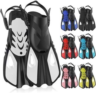 MELUMILU Snorkel Fins, Swim Fins Travel Size Short Adjustable for Snorkeling Diving Adult Men Women Open Heel Swimming Flippers (White)