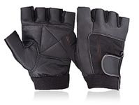 WEIGHT LIFTING PADDED LEATHER GLOVES - W035 - FITNESS TRAINING BODY BUILDING GYM SPORTS & WHEEL CHAIR USE SIZE (LARGE)