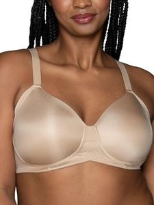 Vanity Fair Women's Full Figure Wireless Bra, Extended Side & Back Smoothing, Lightly Lined Cups up to DDD, Beige, 38DD