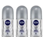 Nivea Silver Protect Deodorant Roll On for Men 50 milliliters (Pack of 3)