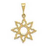 14K Solid Yellow Gold Sun Necklace Sunshine Pendant Sunburst Charm Celestial Jewelry 29mm x 19mm Only