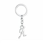 Caristo English Alphabet Letter A (KC-1) Silver Metal Name Keychain for Car Bike Men Women Kids