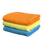 JOPASU Microfiber Cloth 250 GSM (Set of 3, Blue, Orange, Yellow) (40x40 cms) Multipurpose Cleaning Cloths for Cars, Bikes, Kitchen & Home Appliances