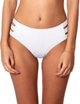 Ocean Blues Women's White Full Coverage Bathing Suit Strappy Bikini Bottom Size Medium