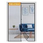 Yotache Fly Screen Door 100 x 210 cm, Reinforced Polyester Anti-Tearing High Density Mesh Magnetic Door Screen Summer Ventilation Anti-Mosquitoes Insects, Black