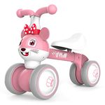 XIAPIA Baby Balance Bike 10-36 Months Toddler Ride on Toys for 1 2 3 Years Old Baby Trike Garden toys 1 st Birthday Gift for Girls Boys Baby Bike Walker No Pedals Christmas Birthday Gift (Pink Mouse)