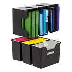 IRIS USA Medium Portable Desktop File Box with Open Lid, 6 Pack, Side Handles, Hanging File Folders, Tabs & Inserts, Letter Size, Magazines, Newspapers, Mail, Books, Notebooks, Black