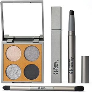 Rinna Beauty Smoke Show Iconic Eye Kit with Vegan Diamond Noir Jet Black Eye Crayon, Lash Out Mascara, Eye Shadow Quad, Matte Black, Sparkling Silver, Matte Gunmetal Grey, White - 1 each