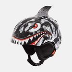 Giro Launch Plus Kids Ski Helmet - Snowboard Helmet for Boys & Girls - Black/Grey Tiger Shark - Size S (52-55.5 cm)